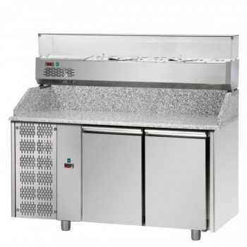 REFRIGERATED PIZZA COUNTER 2 DOORS WITH GRANITE TOP AND REFRIGERATED SHOWCASE - Dimensions 160x80 cm