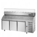 3 DOOR PIZZA COUNTER WITH GRANITE TOP AND REFRIGERATED INGREDIENTS DISPLAY DISPLAY - Dimensions 216x80 cm