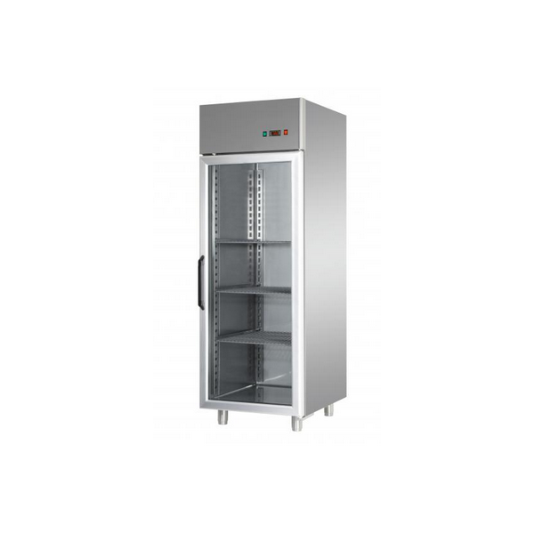 REFRIGERATED CABINET GN 2/1 MONOBLOCK IN STAINLESS STEEL WITH GLASS DOOR AND INTERNAL NEON LIGHT