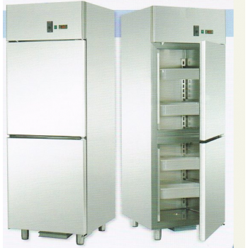 REFRIGERATED CABINET GN 2/1 MONOBLOCK IN STAINLESS STEEL FOR FISH WITH 2 DOORS - Temperature -2 / 8 C