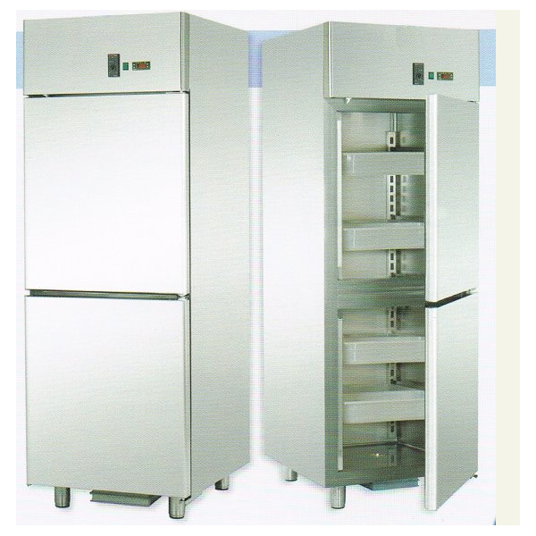 REFRIGERATED CABINET GN 2/1 MONOBLOCK IN STAINLESS STEEL FOR FISH WITH 2 DOORS - Temperature -2 / 8 C