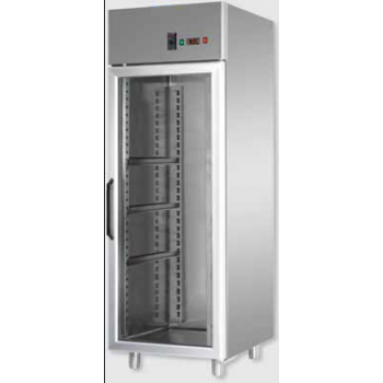 MONOBLOC REFRIGERATED CABINET IN STAINLESS STEEL AT NORMAL TEMPERATURE WITH GLASS DOOR AND INTERNAL NEON LIGHT FOR 60x40 cm TRAYS - Temperature 0 / 10 C