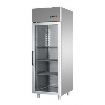 MONOBLOCK REFRIGERATED CABINET IN STAINLESS STEEL WITH GLASS DOOR AND INTERNAL NEON LIGHT FOR 60x40 cm TRAYS - Temperature -18 / -22 C