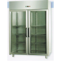 GN 2/1 MONOBLOCK REFRIGERATED CABINET IN STAINLESS STEEL WITH 2 GLASS DOORS AND 1 INTERNAL NEON LIGHT - Temperature -18 / -22 C