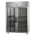 MONOBLOC REFRIGERATED CABINET IN STAINLESS STEEL WITH 2 GLASS DOORS AND 1 INTERNAL NEON LIGHT FOR 60x40 cm TRAYS - Temperature -18 / -22 C