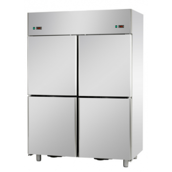 DOUBLE TEMPERATURE STAINLESS STEEL REFRIGERATED CABINET WITH 4 DOORS - Temperatures 0 / 10 and -18 / -22 C