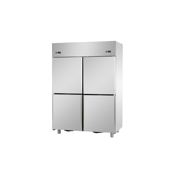 DOUBLE TEMPERATURE STAINLESS STEEL REFRIGERATED CABINET WITH 4 DOORS - Temperatures 0 / 10 and -18 / -22 C