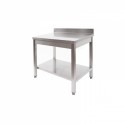 STAINLESS STEEL WORK TABLE WITH SHELF AND BACKPACK DEPTH 70 CM