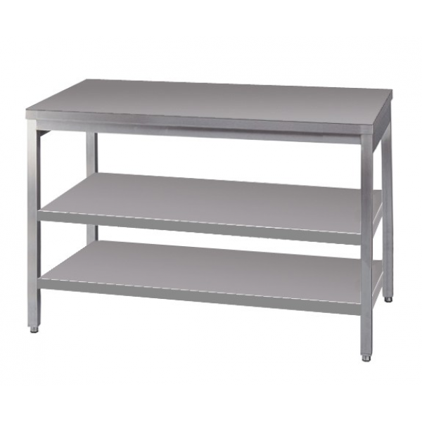 TABLE WITH TWO LOWER SHELVES DEPTH 60 CM