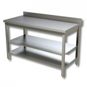 TABLE WITH TWO LOWER SHELVES DEPTH 60 CM WITH BACKPACK