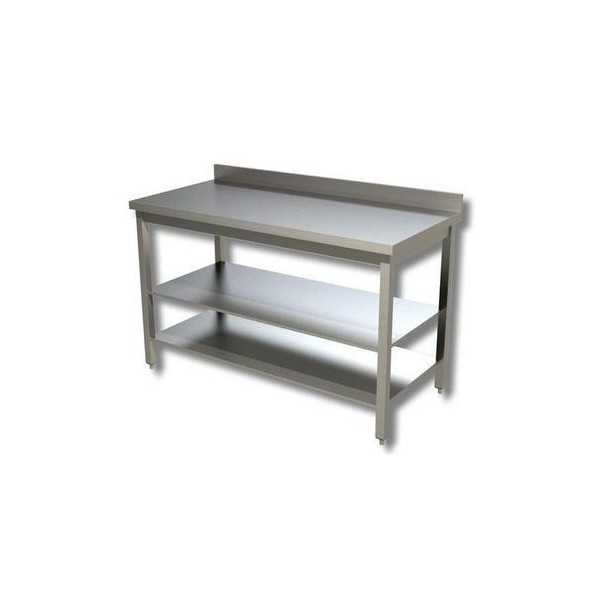 TABLE WITH TWO LOWER SHELVES DEPTH 60 CM WITH BACKPACK