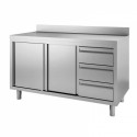 CABINET TABLE SLIDING DOORS WITH CHEST OF DRAWERS 70 CM DEPTH WITH BACKPACK