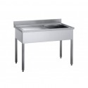 STAINLESS STEEL SINK 1 BOWL + DRIPPER WITH BASE ON LEGS DEPTH 70 CM