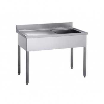 STAINLESS STEEL SINK 1 BOWL + DRIPPER WITH BASE ON LEGS DEPTH 70 CM