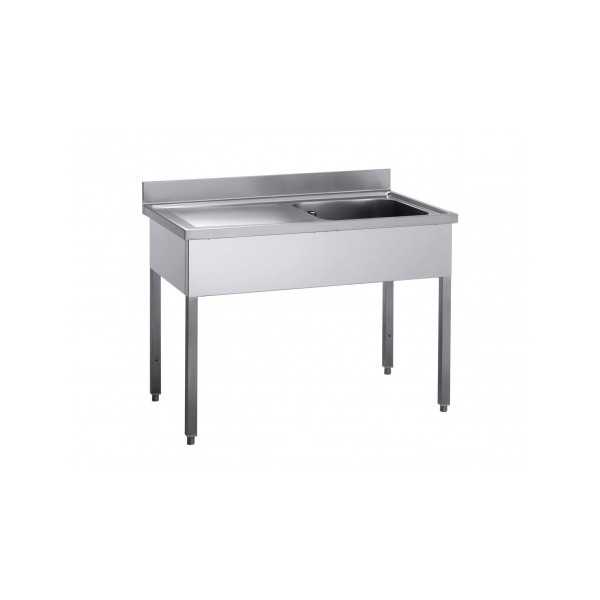 STAINLESS STEEL SINK 1 BOWL + DRIPPER WITH BASE ON LEGS DEPTH 70 CM