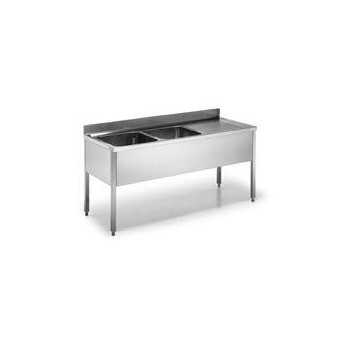 STAINLESS STEEL SINK 2 TANKS + DRIPPER WITH BASE ON LEGS DEPTH 70 CM