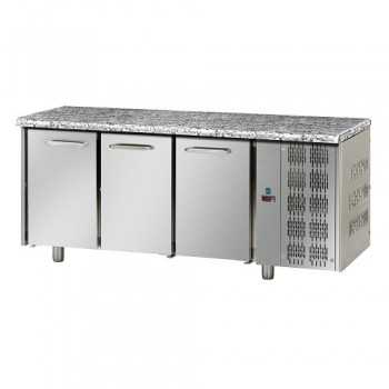 REFRIGERATED TABLE GN 1/1 AT NORMAL TEMPERATURE WITH 3 DOORS AND GRANITE WORKTOP