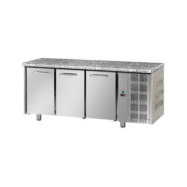 REFRIGERATED TABLE GN 1/1 AT NORMAL TEMPERATURE WITH 3 DOORS AND GRANITE WORKTOP