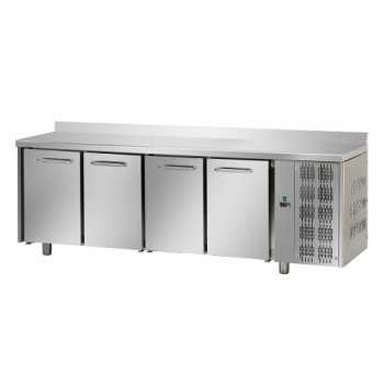 GN 1/1 REFRIGERATED TABLE AT NORMAL TEMPERATURE 4 DOORS WITH STAINLESS STEEL TOP AND UPSTAIRS