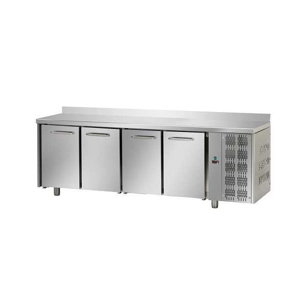 GN 1/1 REFRIGERATED TABLE AT NORMAL TEMPERATURE 4 DOORS WITH STAINLESS STEEL TOP AND UPSTAIRS