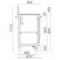 REFRIGERATED STAINLESS STEEL BAR COUNTER WITH 2 SPACES - L.150 cm