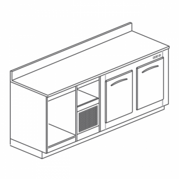 REFRIGERATED STAINLESS STEEL BAR COUNTER WITH 2 SPACES - L.200 cm