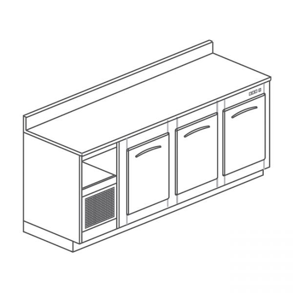 REFRIGERATED BAR COUNTER WITH 3 SPACES - L.200 cm