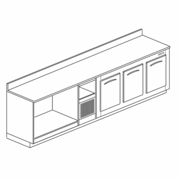 REFRIGERATED STAINLESS STEEL BAR COUNTER WITH 3 SPACES - L.300 cm