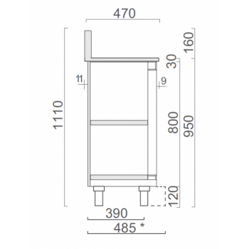 NEUTRAL BAR BACKREST - L300 cm