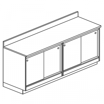 NEUTRAL BACK COUNTER WITH SLIDING DOORS - L200 cm