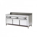 ELECTRIC PIADA COOKER ON STAINLESS STEEL CABINET WITH 6 DOORS