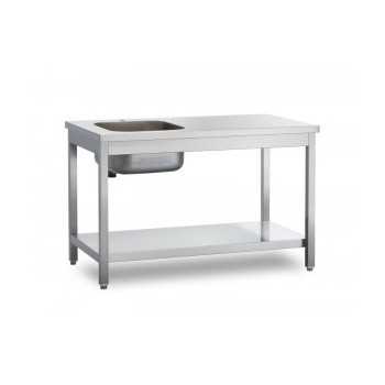 STEEL WORK TABLE DEPTH 70 CM WITH TUB AND LOWER SHELF