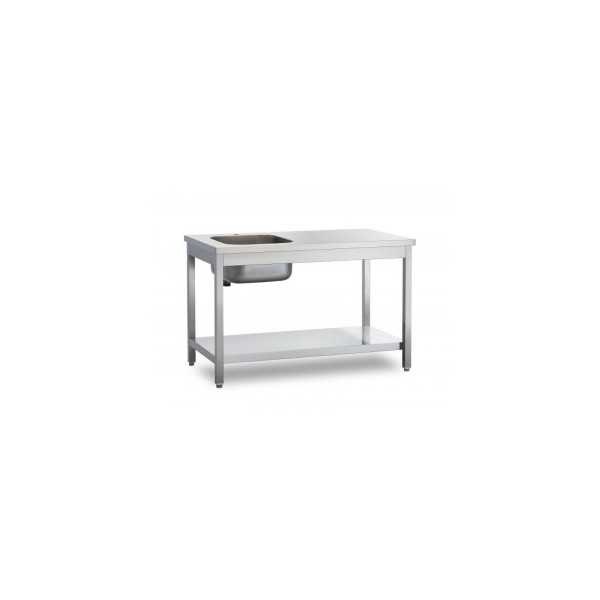 STEEL WORK TABLE DEPTH 70 CM WITH TUB AND LOWER SHELF