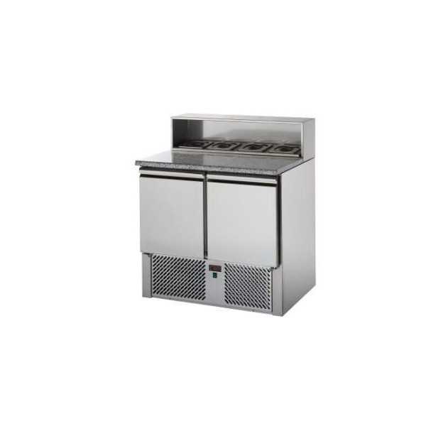 2 DOOR SALADETTE WITH GRANITE TOP AND STAINLESS STEEL STAND PREPARED FOR 5 GN 1/6 TRAYS