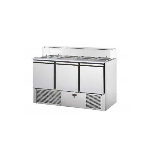 SALADETTE 3 PORTE ACCIAIO INOX CON VETRO