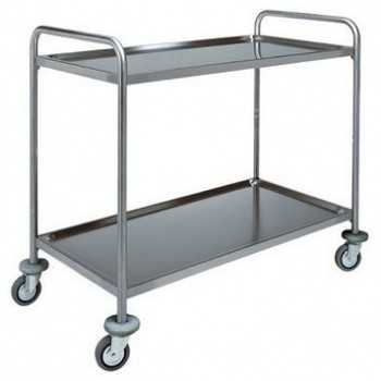 STAINLESS STEEL SERVICE TROLLEY - 2 SHELVES