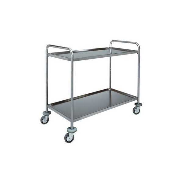 STAINLESS STEEL SERVICE TROLLEY - 2 SHELVES