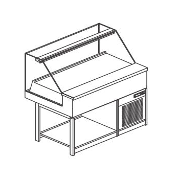 PIZZA DISPLAY COUNTER WITH HEATED TOP AND HIGH STRAIGHT GLASSES