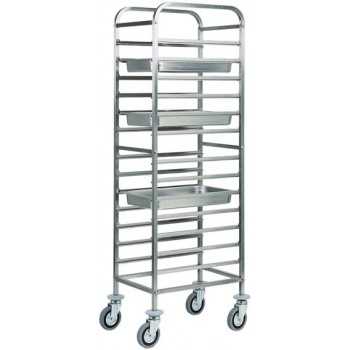 STAINLESS STEEL TRAY TROLLEY - Capacity 14 GN 1/1 trays