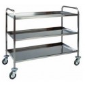 STAINLESS STEEL TROLLEY - 3 FOLDED SHELVES