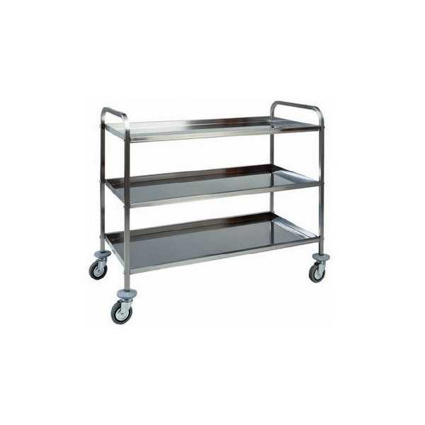 STAINLESS STEEL TROLLEY - 3 FOLDED SHELVES