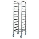 STAINLESS STEEL TRAY TROLLEY - CAPACITY 10 TRAYS