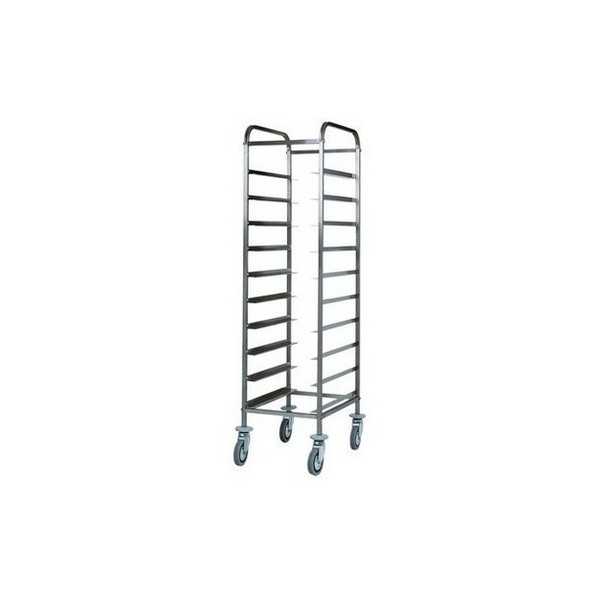 STAINLESS STEEL TRAY TROLLEY - CAPACITY 10 TRAYS