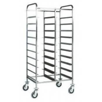 STAINLESS STEEL TRAY TROLLEY - CAPACITY 20 TRAYS