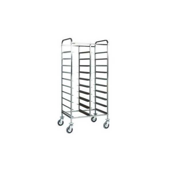 STAINLESS STEEL TRAY TROLLEY - CAPACITY 20 TRAYS