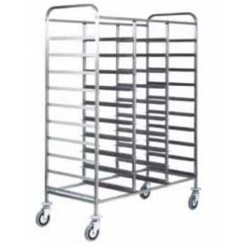 STAINLESS STEEL TRAY TROLLEY - CAPACITY 30 TRAYS