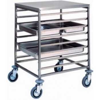 STAINLESS STEEL TRAY TROLLEY - 8 GN 2/1