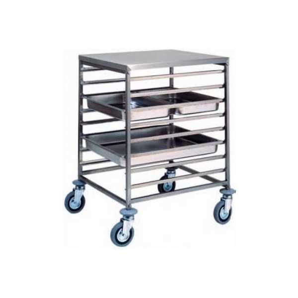 STAINLESS STEEL TRAY TROLLEY - 8 GN 2/1