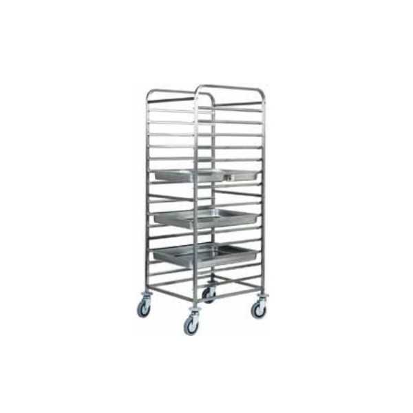 STAINLESS STEEL TRAY TROLLEY - 14 GN 2/1