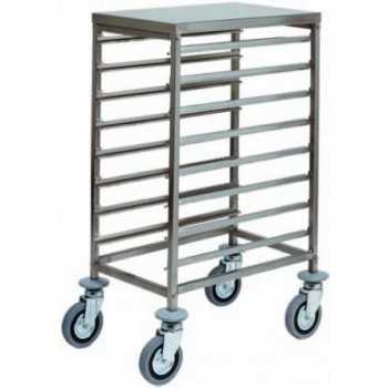 STAINLESS STEEL TRAY TROLLEY - 8 GN 1/1 TRAYS